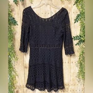 MAK Black Lace Mini Dress Size Large